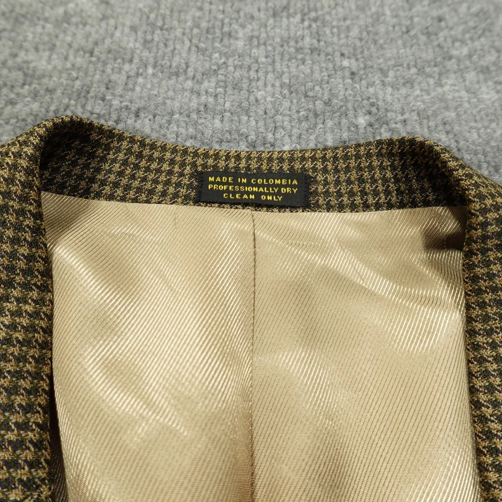 Oscar de la Renta Blazer Mens 42R Brown Houndstooth Wool Two Button Sport‎ Coat